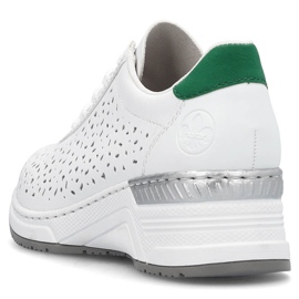 Comode scarpe sportive traforate da donna in pelle, bianche Rieker N43A1-80 bianca 2