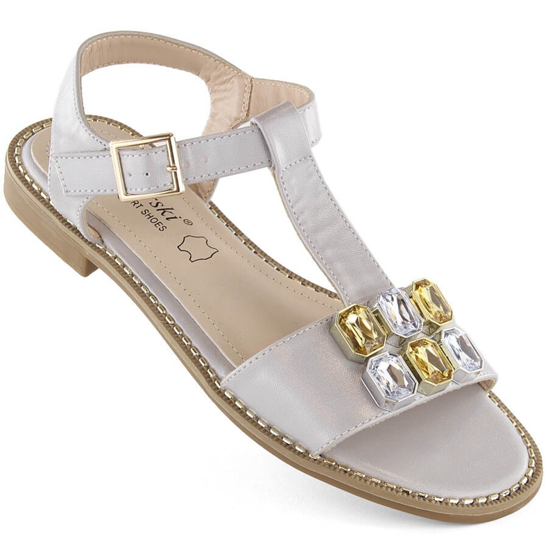 Comodi sandali argento da donna con zirconi S.Barski 030 d'argento 1