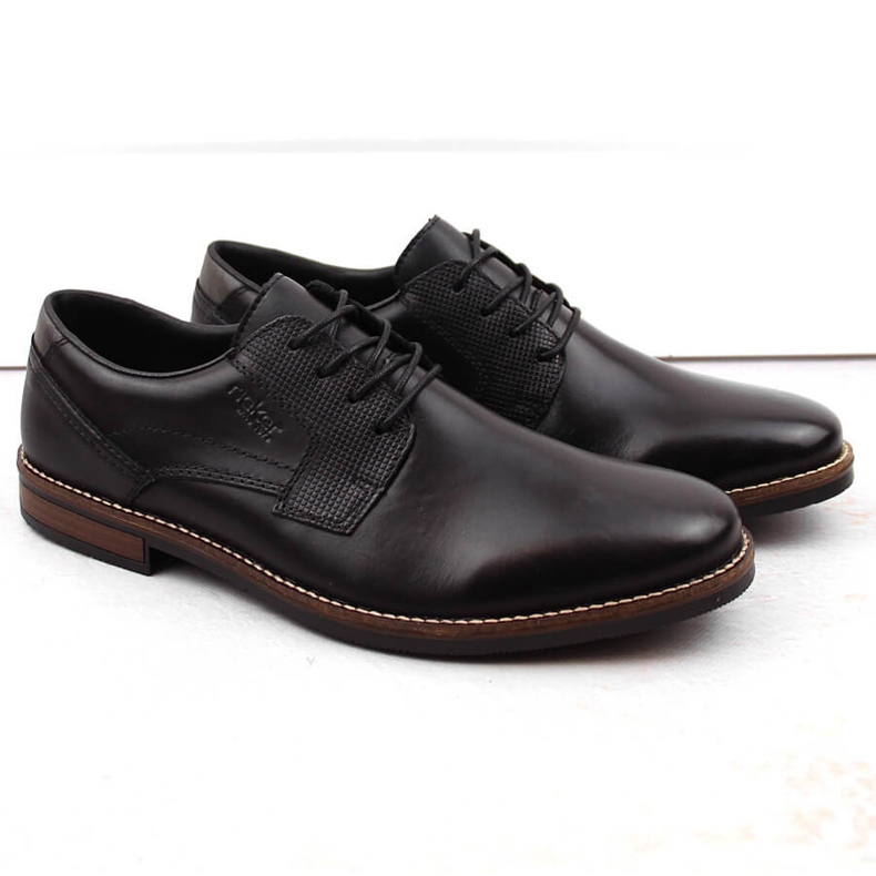 Scarpe comode da uomo nere in pelle Rieker 13523-00 nero 2