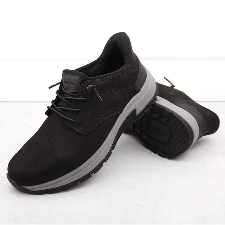 Scarpe comode da uomo nere in pelle Rieker 11050-00 nero 2