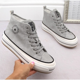 Sneakers alte da donna, leggermente imbottite, grigie Big Star OO274070 grigio 1