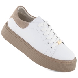 Scarpe sportive da donna in pelle bianca Filippo DP6119 con plateau bianco 1