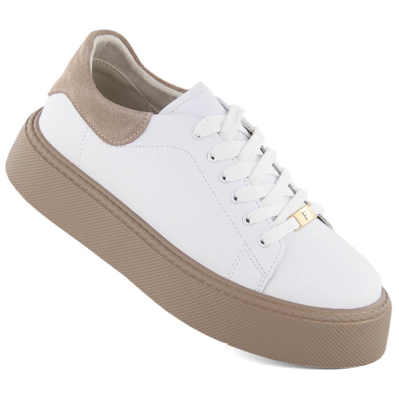 Scarpe sportive da donna in pelle bianca Filippo DP6119 con plateau bianco 1
