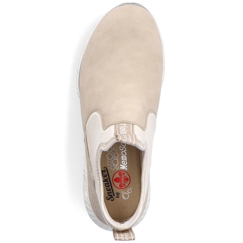 Scarpe slip-on comode, alte, beige da donna Rieker M6053-62 2
