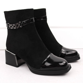 Stivaletti da donna con tacco decorativo nero D&amp;A S.Barski Premium Collection MR880-018 2