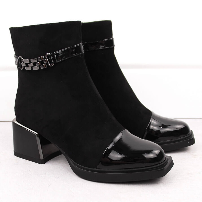 Stivaletti da donna con tacco decorativo nero D&amp;A S.Barski Premium Collection MR880-018 2