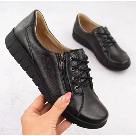 Scarpe comode da donna in pelle, verde Helios 429.567 1