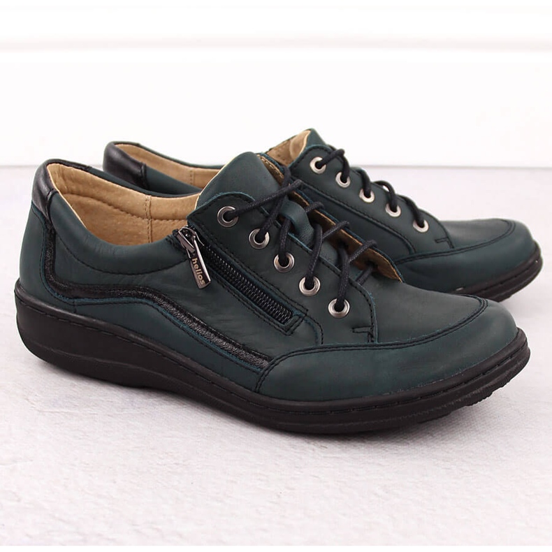 Comode scarpe da donna in pelle verde Helios 411 2
