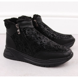 Stivaletti da donna in pelle nera con fiori T.Sokolski Z24-329 nero 2