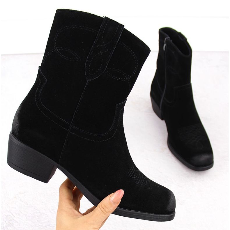 Stivali texani da donna in pelle, neri Sergio Leone BT284-S nero 1