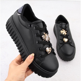 Scarpe sportive da donna con plateau, nere NEWS 4756 nero 1