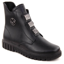 Stivaletti da donna in pelle nera con plateau con decorazioni, Filippo DBT6360 nero 1