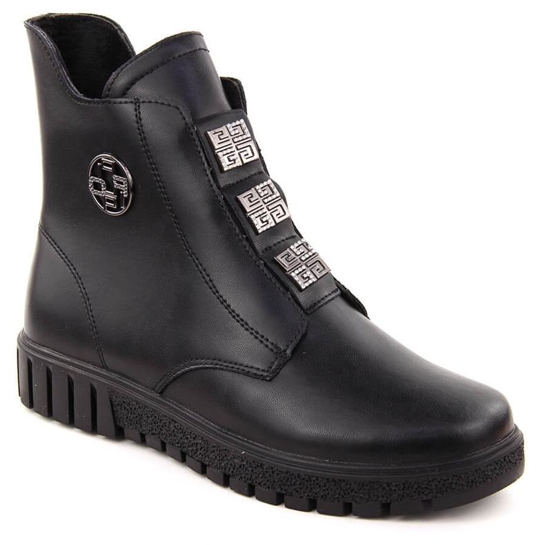 Stivaletti da donna in pelle nera con plateau con decorazioni, Filippo DBT6360 nero 1
