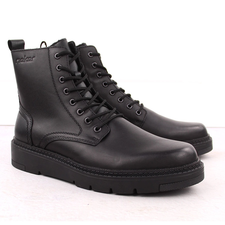 Stivali in pelle isolanti da uomo, neri, Rieker 30101-00 nero 1