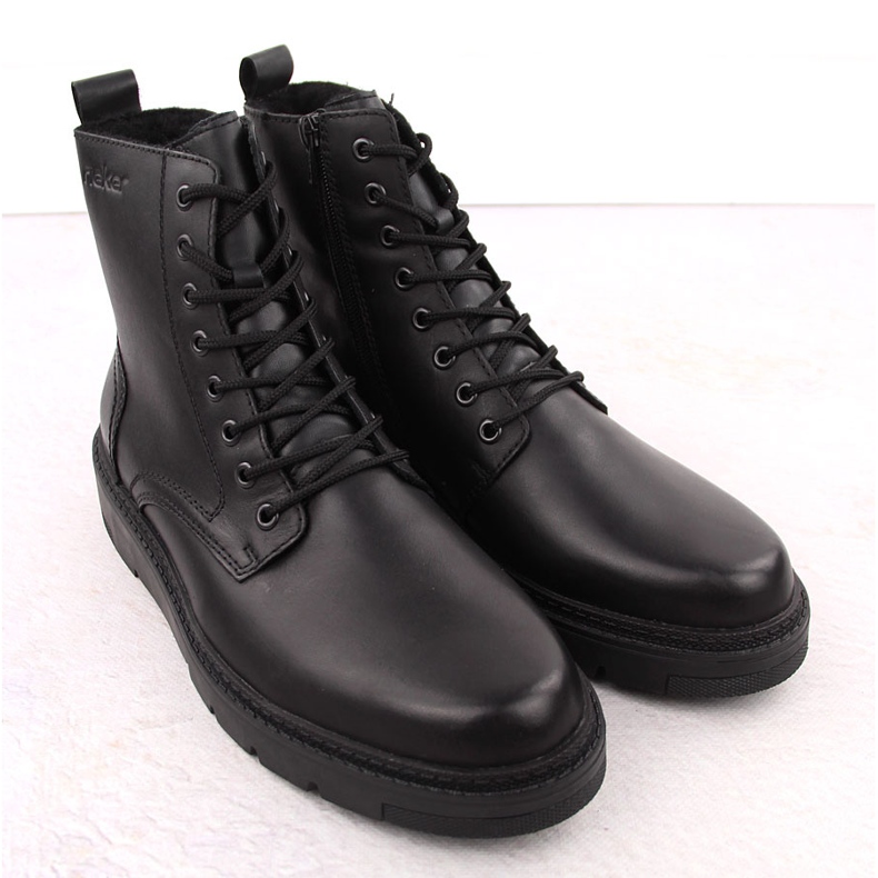 Stivali in pelle isolanti da uomo, neri, Rieker 30101-00 nero 2