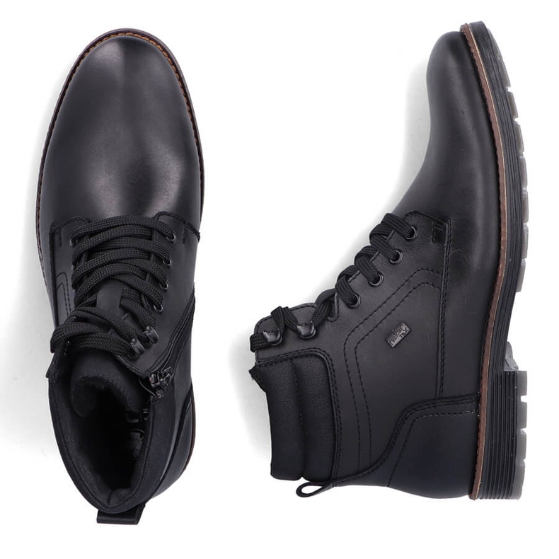 Stivaletti impermeabili in pelle, scarpe da uomo isolanti, nere Rieker F4544-00 nero 2