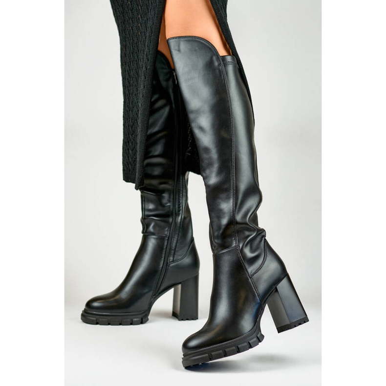 Stivali neri isolanti da donna con tacco alto GD-FL3033B nero 2