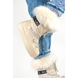 Doposci da donna con pelliccia decorativa, beige NB605BE 2