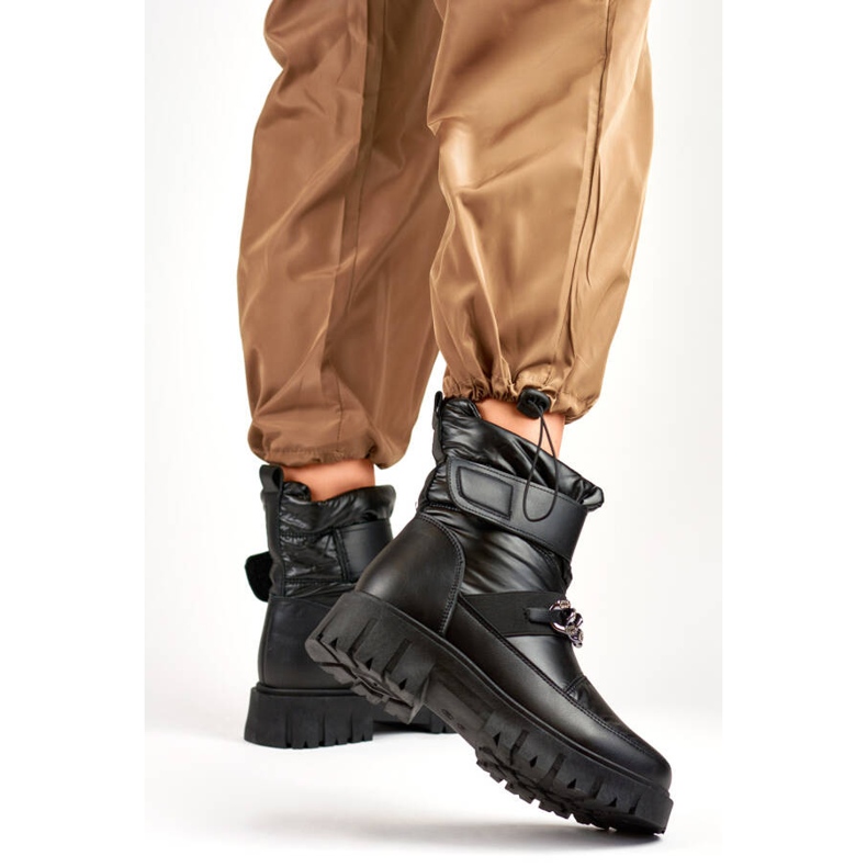 Doposci da donna con catena in velcro, neri JH-5B nero 1