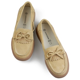 Mocassini da donna in pelle con fiocco, beige Goodin GD-SW4005BE 1