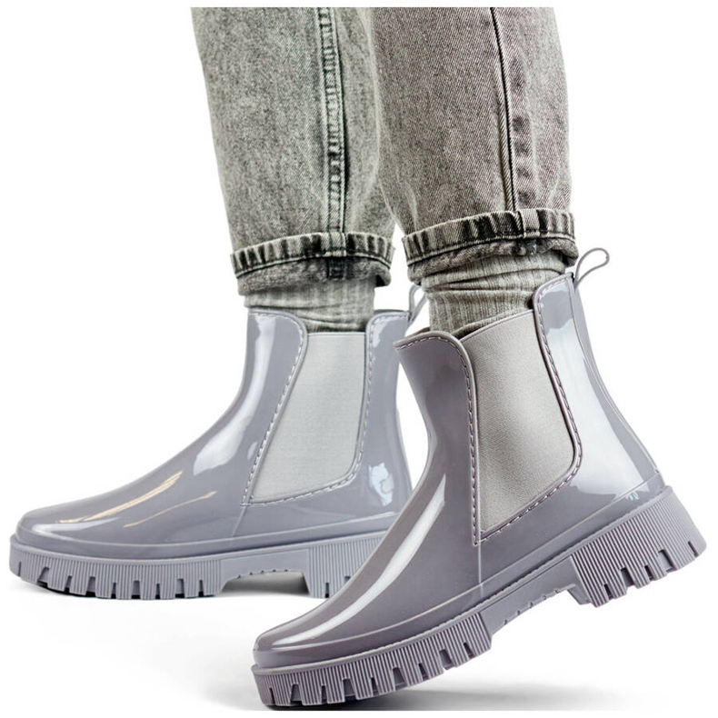 Stivaletti Chelsea da donna con suola spessa, grigio YX227-3G 1