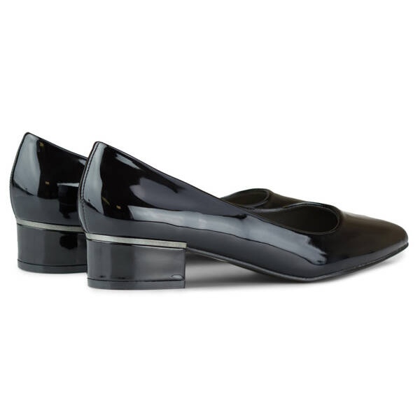 Décolleté da donna a punta con tacco basso, nero verniciato, GD-XR106C-B 2
