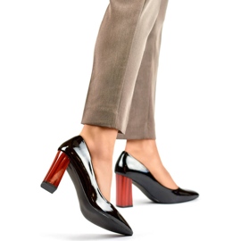 Décolleté alte da donna in vernice rossa, nero GD-FL486B-B 2