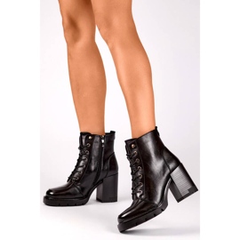 Stivaletti isolanti con tacco alto da donna, neri 24-12493B nero 2