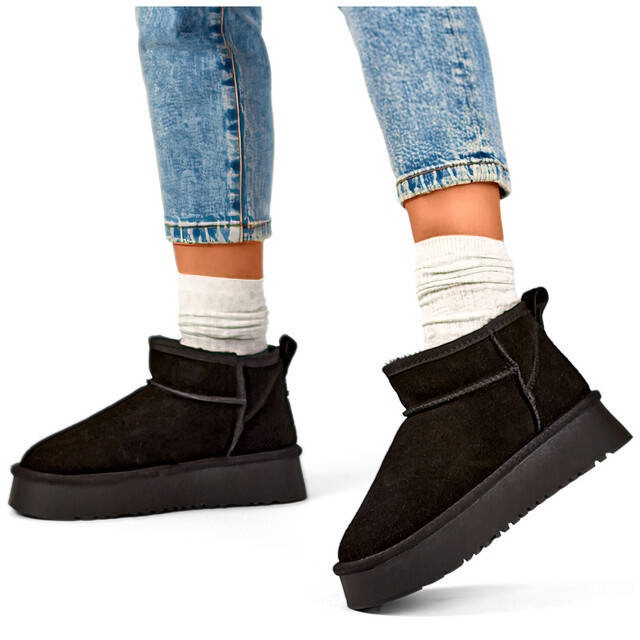 Doposci da donna in pelle scamosciata, neri XF-159B nero 1