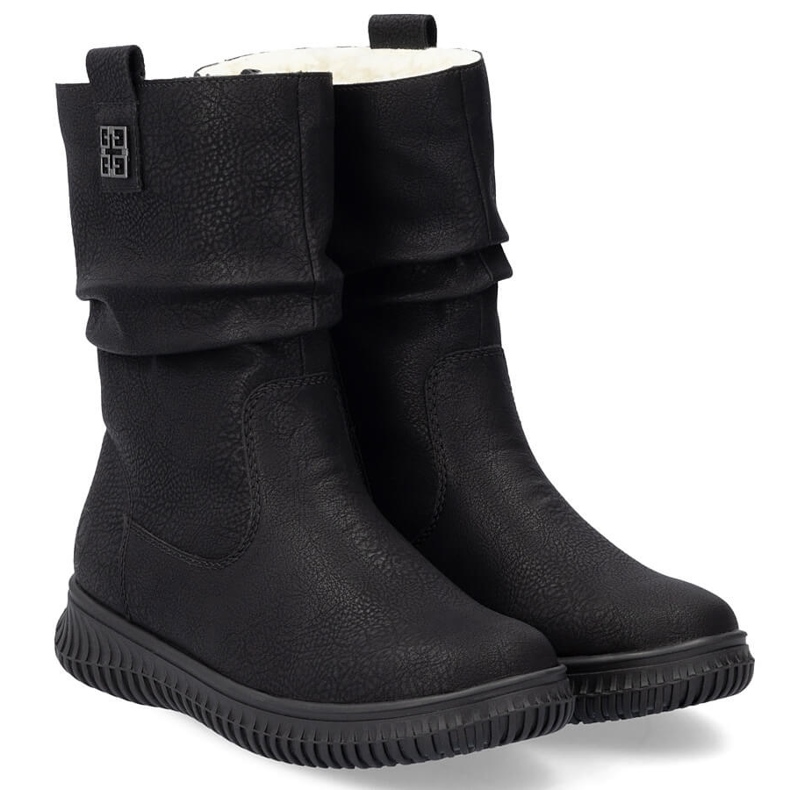 Stivali isolanti da donna sulla piattaforma nera Rieker 74283-00 nero 2