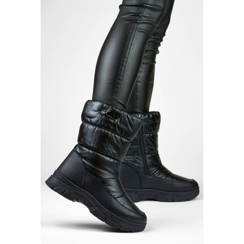 Doposci alti da donna con risvolto, neri 3537B nero 1