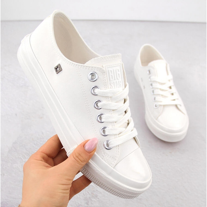 Sneakers basse da donna in tessuto, Big Star bianche NN274285 bianco 1