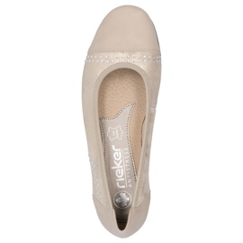 Ballerine in pelle femminile con zirconi comodi oro/beige rieker L9353-62 1