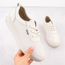 Scarpe sportive in pelle beige in pelle Sergio Leone SP-102 1