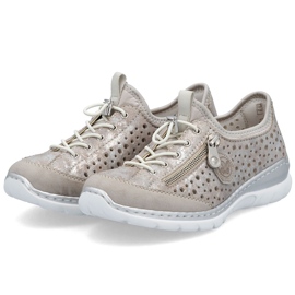 Scarpe da donna comoda openwork beige beige argento rieker l32p6-90 1