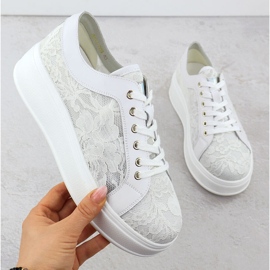 S.Barski Scarpe sulla piattaforma di pizzo Białe S. Barski Hy51-059 bianco 1