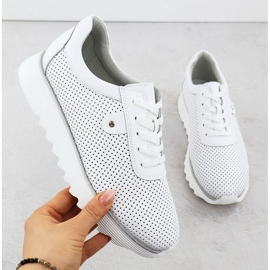 S.Barski Scarpe in pelle da donna sulla piattaforma aperta Białe S. Barski LR51-629 bianca 1