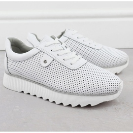 S.Barski Scarpe in pelle da donna sulla piattaforma aperta Białe S. Barski LR51-629 bianco 2