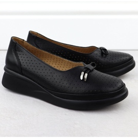 Scarpe in pelle da donna sulla piattaforma Openwork Black Vinceza 7896 nero 1