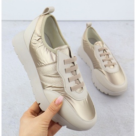 Scarpe sportive metalliche femminili Beige Golden Vinceza 58510 d'oro 1