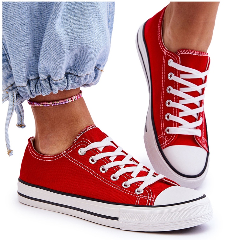 Sneaker rosse delle donne basse classiche rosso 4