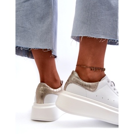 S.Barski Sneaker in pelle da donna sulla piattaforma bianca D&amp;A LR568 bianco 3