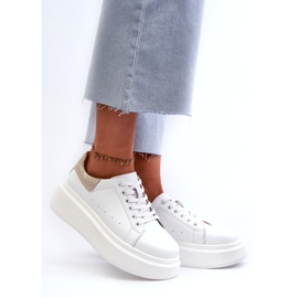 S.Barski Sneaker in pelle da donna sulla piattaforma bianca D&amp;A LR568 1