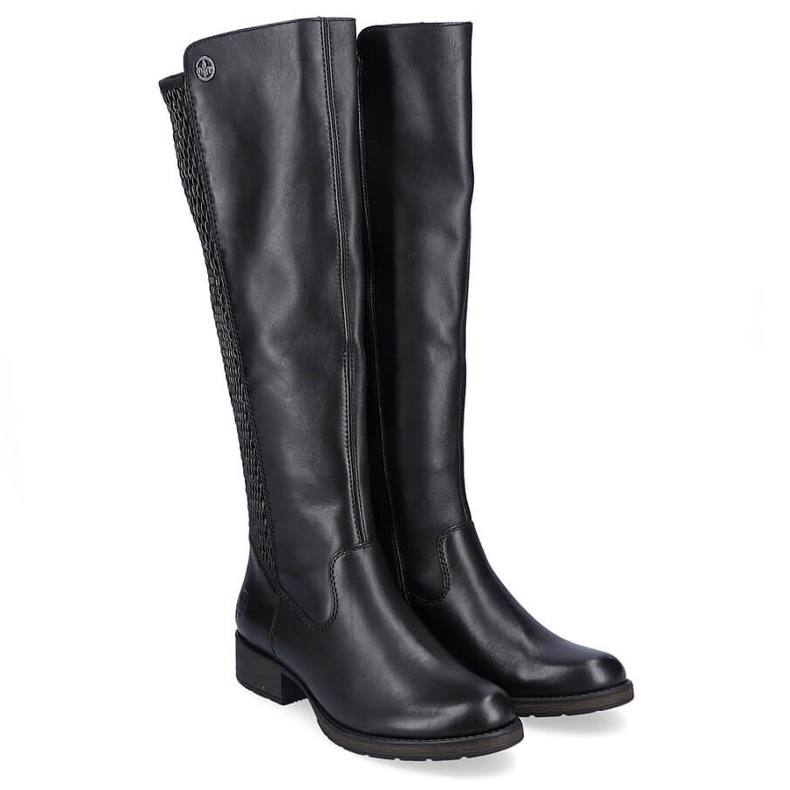 Stivali neri da donna in pelle Rieker Z9591-00 nero 1