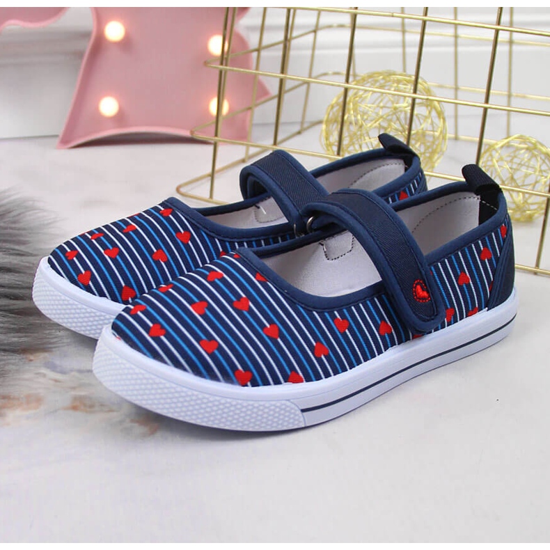 Sneakers da bambina ballerine con chiusura strappo Atletico blu 2