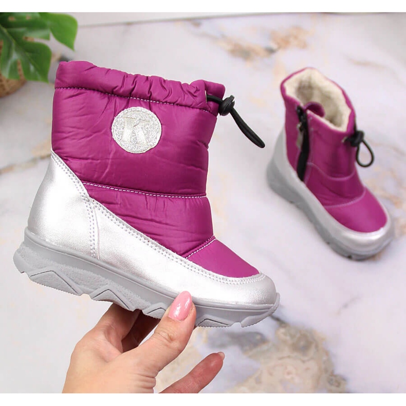 Doposci Kornecki 6896 da ragazza con imbottitura argento fucsia rosa 1