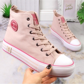 Sneakers alte da donna sulla piattaforma rosa cipria Big Star LL274186 2