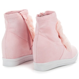 Sneakers Zeppa Con Pelliccia rosa 1