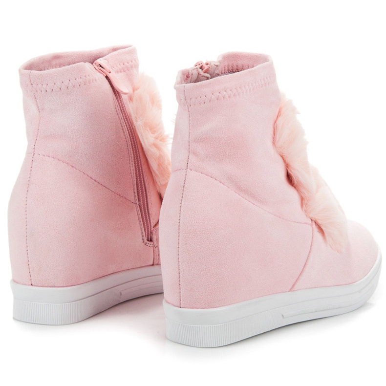 Sneakers Zeppa Con Pelliccia rosa 1