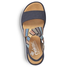 Comodi sandali con zeppa da donna multicolor Rieker V44G8-14 multicolore 1